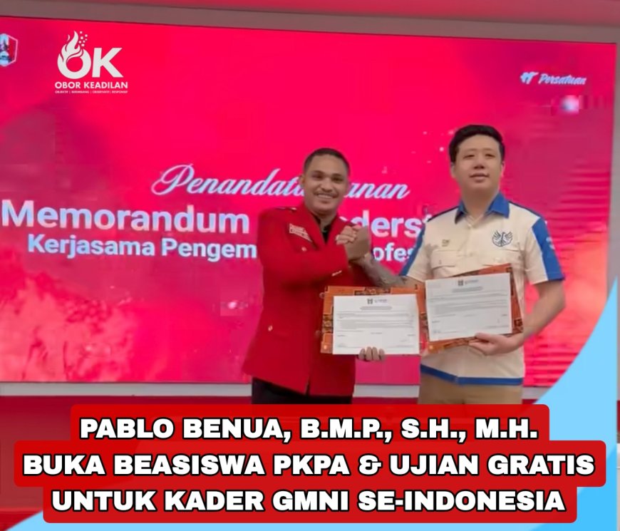 Pablo Benua, B.M.P., S.H., M.H., Buka Beasiswa PKPA dan Ujian Gratis: Jalan Kader GMNI Menuju Profesi Advokat