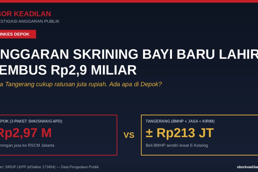 Anggaran Skrining Bayi Baru Lahir Dinkes Depok Tembus Rp2,9 Miliar, Tangerang Cukup Ratusan Juta — Ada Apa?