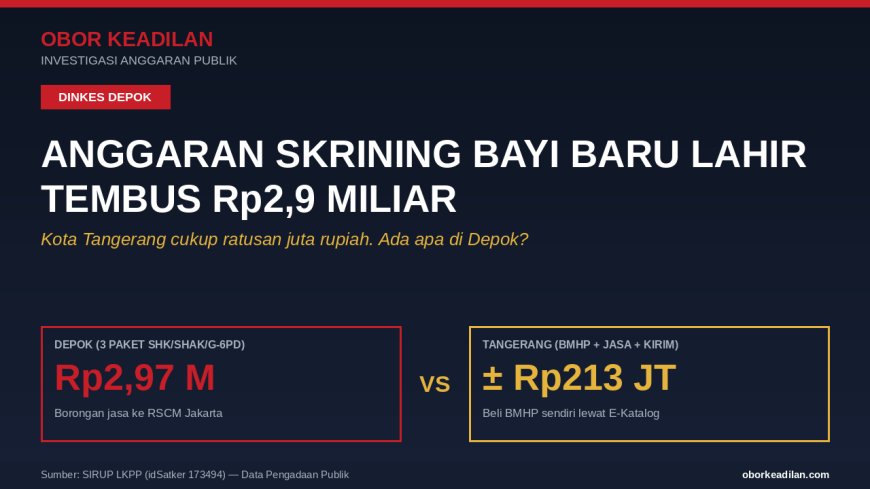 Anggaran Skrining Bayi Baru Lahir Dinkes Depok Tembus Rp2,9 Miliar, Tangerang Cukup Ratusan Juta — Ada Apa?