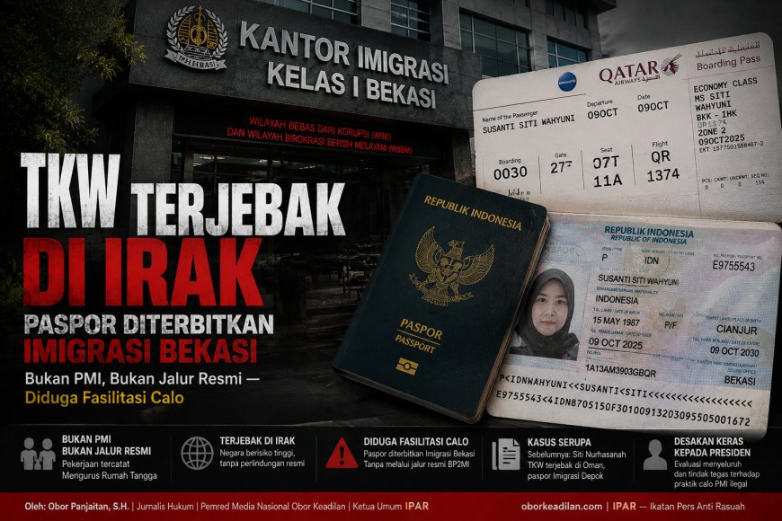 BEKASI LAGI! BEKASI LAGI! — TKW Susanti Terjebak di Irak, Paspor Diterbit Imigrasi Bekasi, Diduga Via Calo: Menteri Imigrasi Layak Dicopot!
