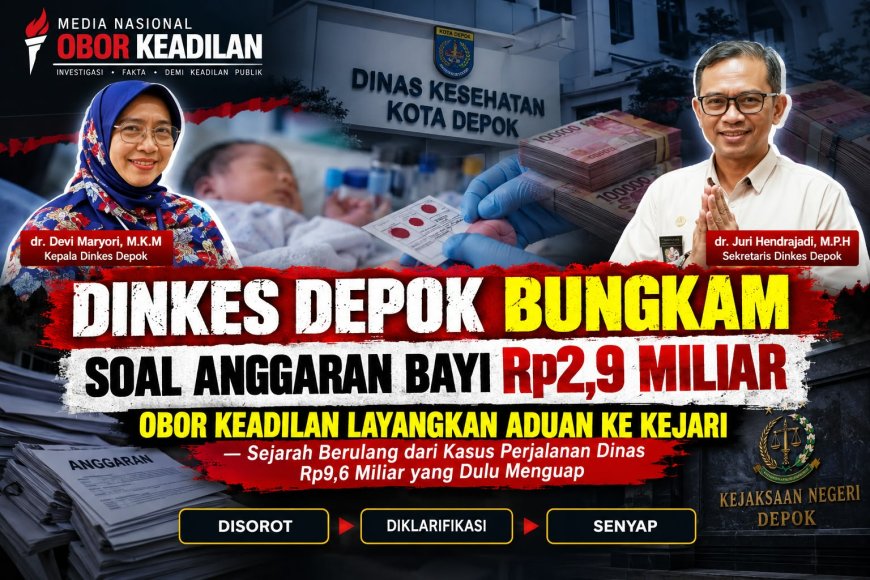 Dinkes Depok Bungkam Soal Anggaran Bayi Rp 2,9 Miliar, Terulang Jejak Perjalanan Dinas Rp 9,6 Miliar, IPAR ADUKAN KE KEJAKSAAN