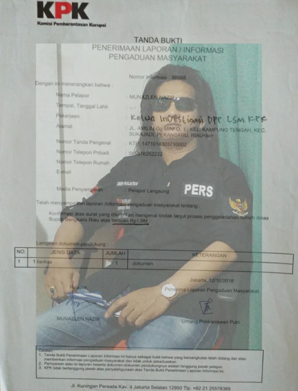 Obor Panjaitan: Ada Apa KPK Dengan Bupati Bengkalis? Padahal Rp 1.9 M Berikut Dokumen Satu Koper Sudah di Sita