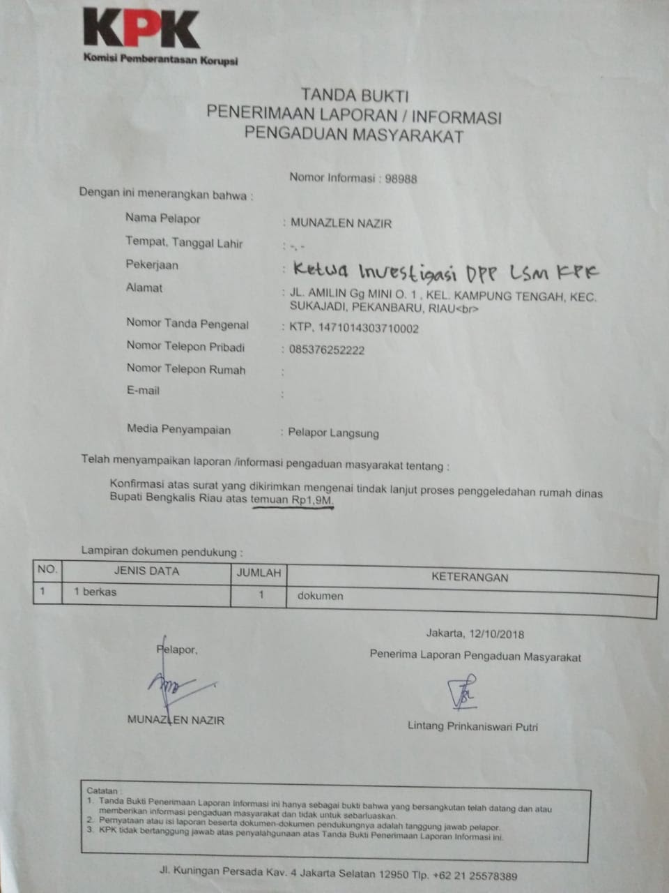 Bupati Bengkalis Masih Saksi Dilingkaran Korupsi Dana Proyek Multi Years Di Pulau Rupat