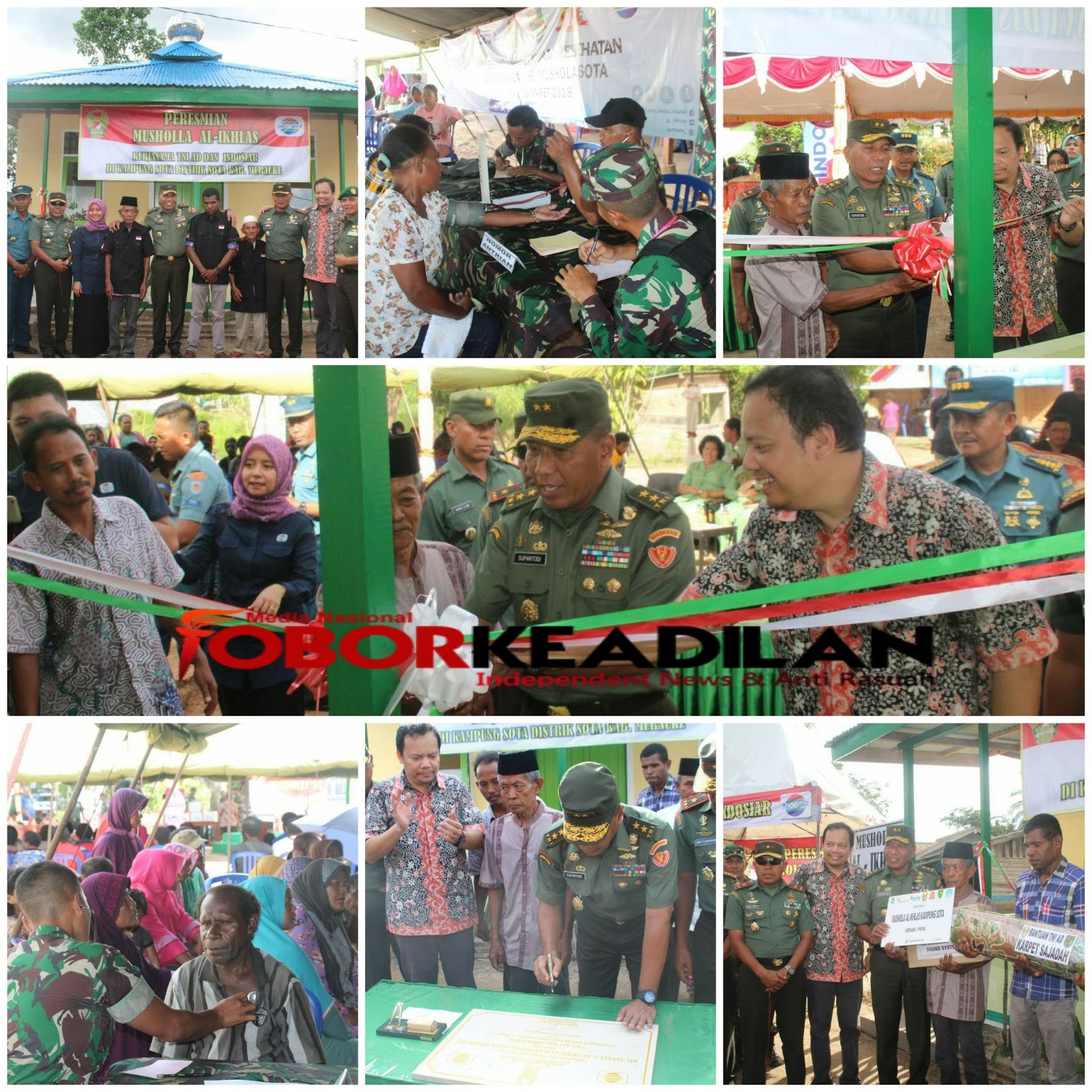 DISAMPING PANEN RAYA PADI, ASTER KASAD RESMIKAN MUSHOLA SERTA GELAR PENGOBATAN MASSAL DI SOTA KABUPATEN MERAUKE