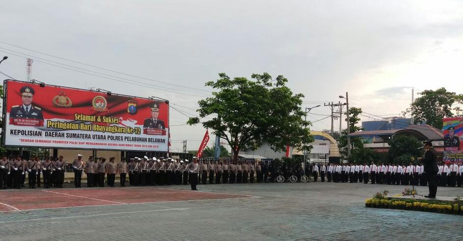 Polres Pelabuhan Belawan Gelar Upacara Peringatan HUT Bhayangkara Ke 72