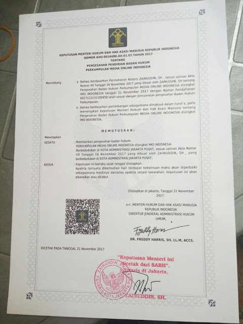 Kemenkumham Keluarkan Surat Untuk IMO Indonesia