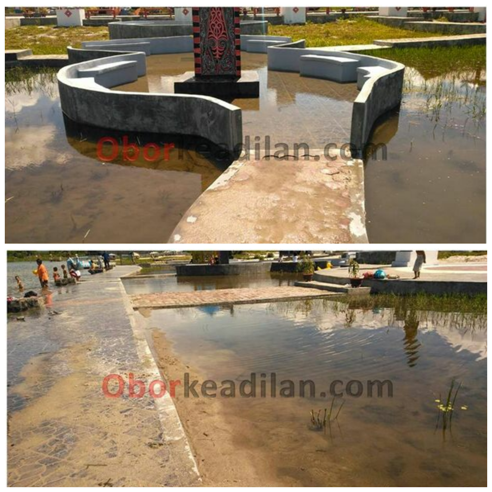 PROYEK ASAL JADI PEMKAB TOBASA ,TAMAN DAN PEDESTRIAN DINAS PARIWISATA MULAI TENGGELAM
