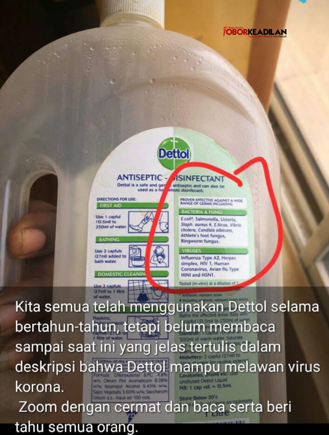 Dettol antiseptik disebut bisa basmi virus corona? Cek Fakta: Misleading Content/Konten yang Menyesatkan