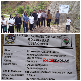 Desa Ombur Tobasa Gelontorkan Dana Desa Rp500 Juta Bangun Drainase Jalan Sirip-rip