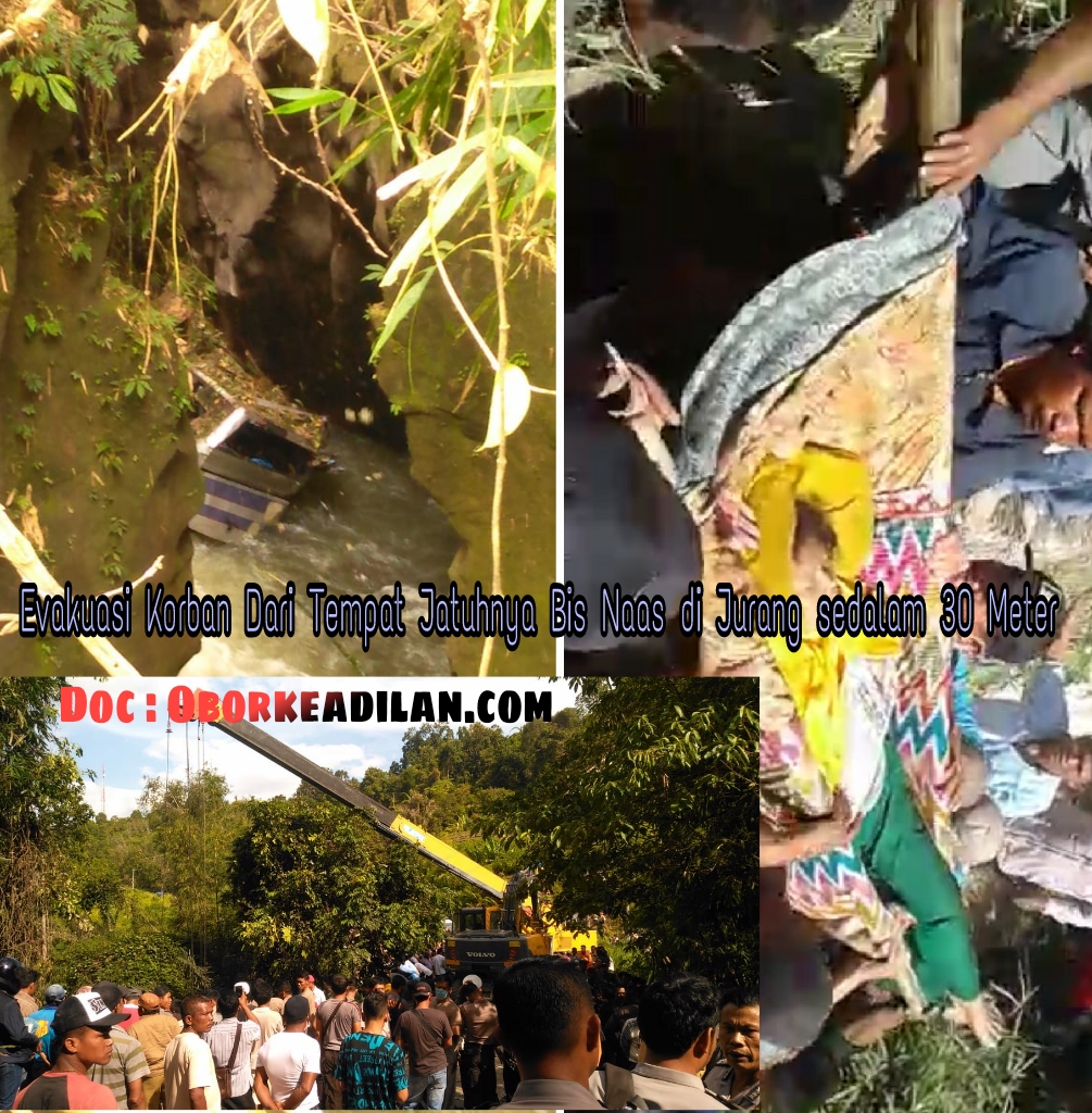BUS ROMBONGAN PESTA MASUK JURANG DI NASSAU KABUPATEN TOBA SAMOSIR