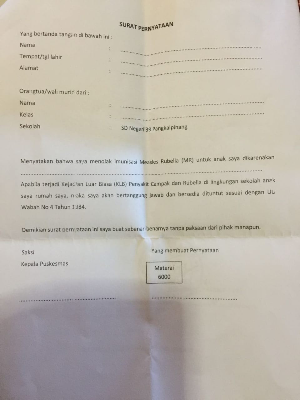 Imunisasi Measles Rubella (MR) Di Pangkal Pinang Menuai Kontroversi 