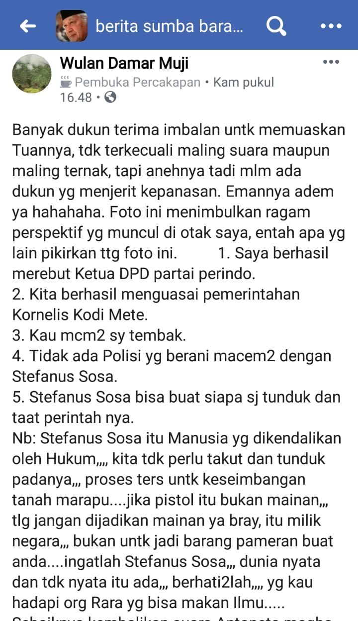 Disinyalir Oknum Caleg Perindo Gunakan Akun Palsu Untuk Sebar Berita Hoax Dan Provokator Ketua DPD Perindo