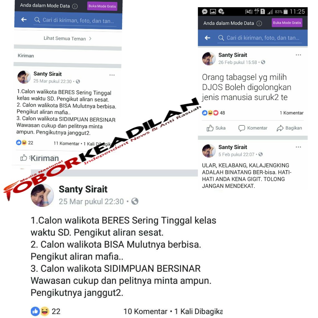 Polisi  Harus Ungkap Pemilik Akun Santy Sirait Terkait Ujaran Kebencian di Sumatera Utara Dan Kota Padang Sidempuan 