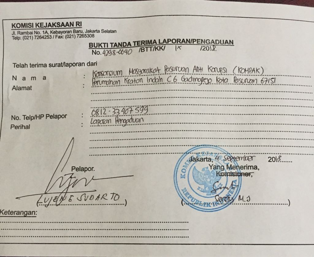 Kawal Dugaan Keterlibatan Korupsi Walikota, KOMPAK Surati Komisi Kejaksaan 