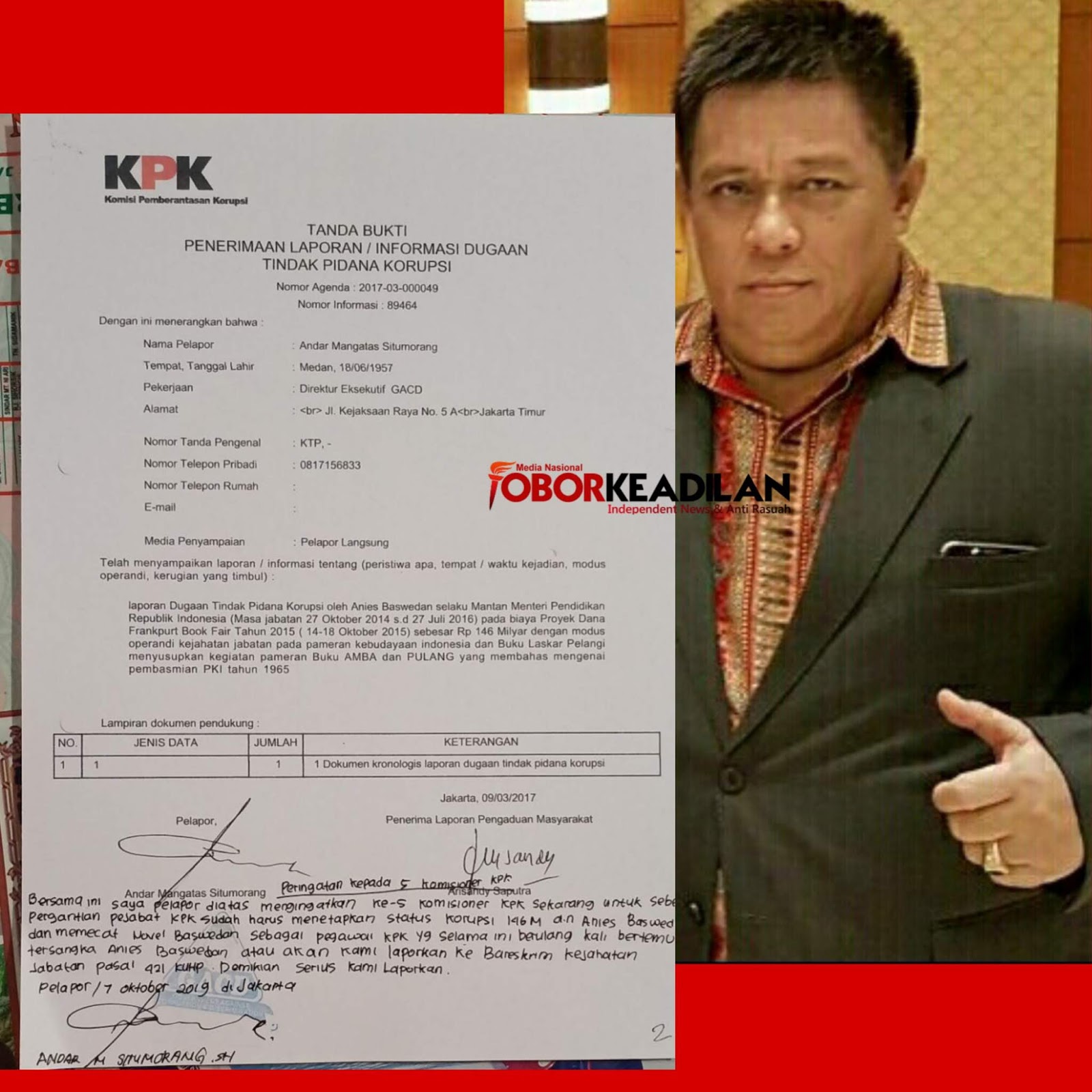 5 Ketua KPK Terancam Dipolisikan Oleh Andar GACD Terkait Kasus Korupsi Anies Baswedan 