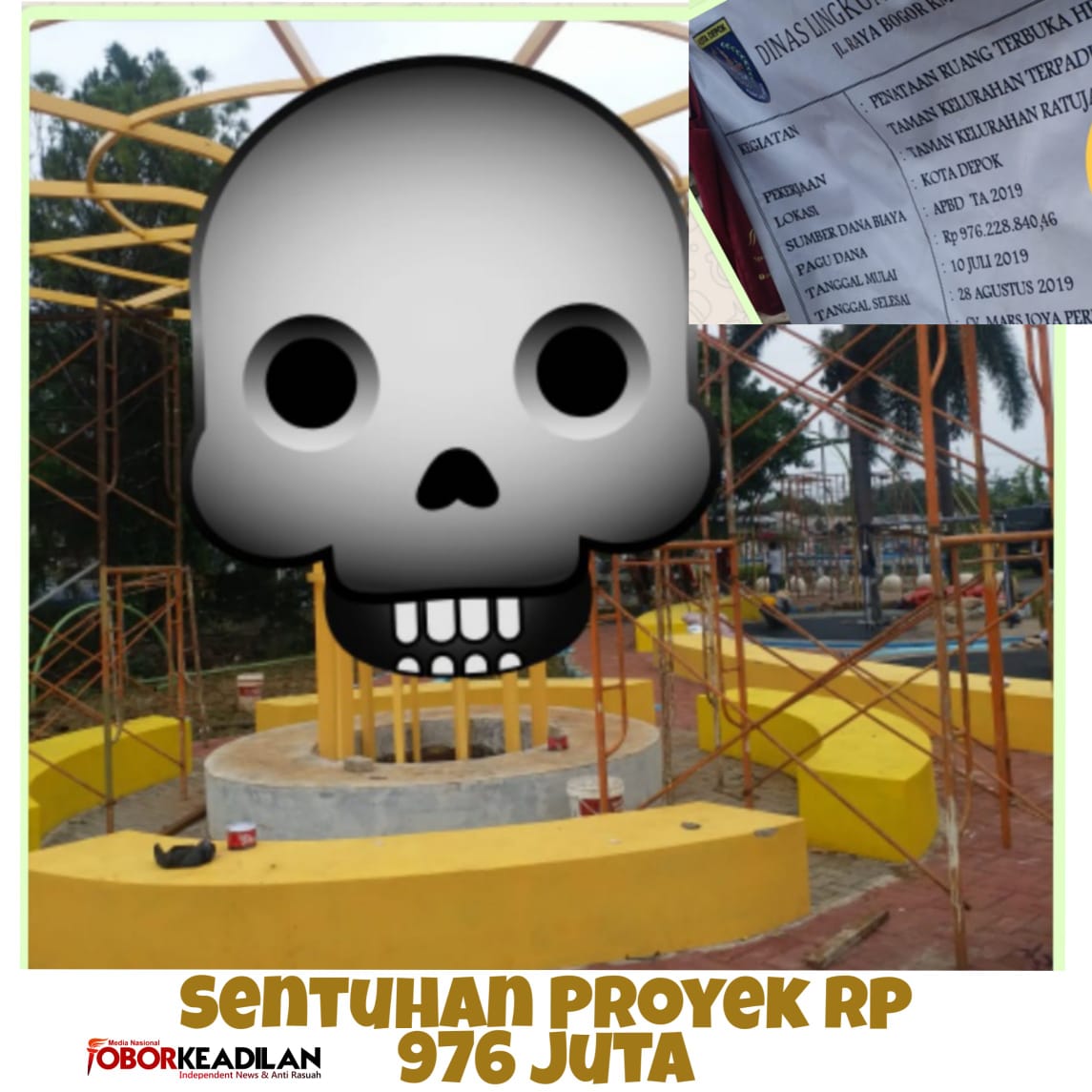 Buruk, Pelaksanaan Proyek Ruang Terbuka Hijau Kel. Ratu Jaya Depok, Dinilai Warga Hamburkan APBD