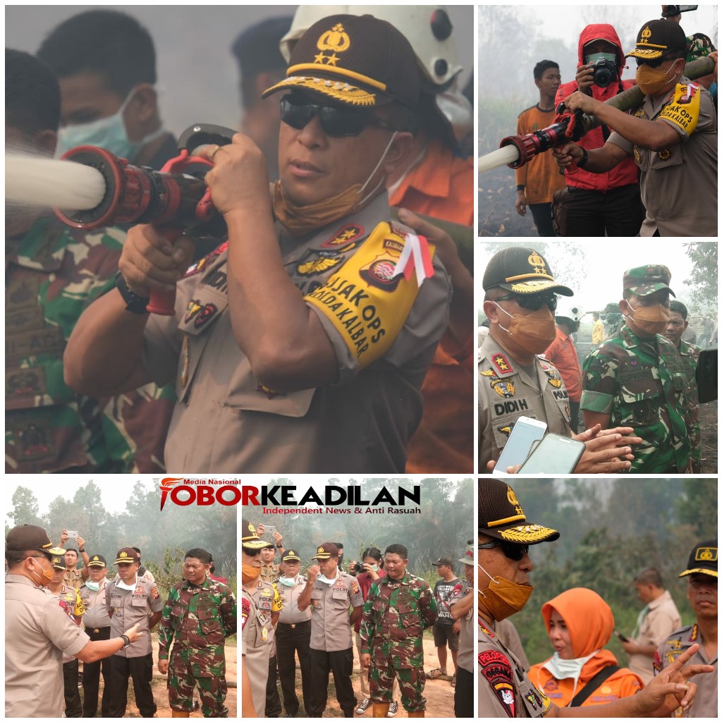 Kapolda Kalbar Terjun ke lokasi Padamkan Api Bersama Pangdam XII/Tanjungpura MayJen Achmad Supriyadi.