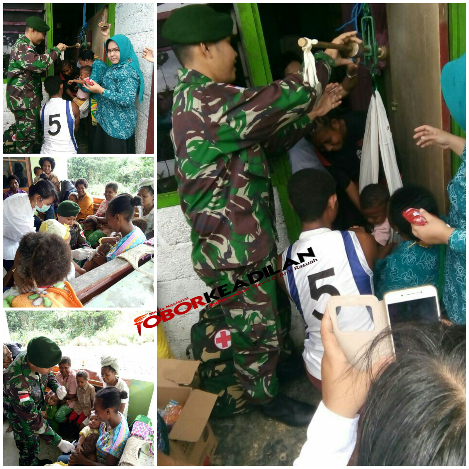 Satgas Yonif PR 501 Kostrad Bersama Istri Bupati Kabupaten Keerom Lakukan Posyandu