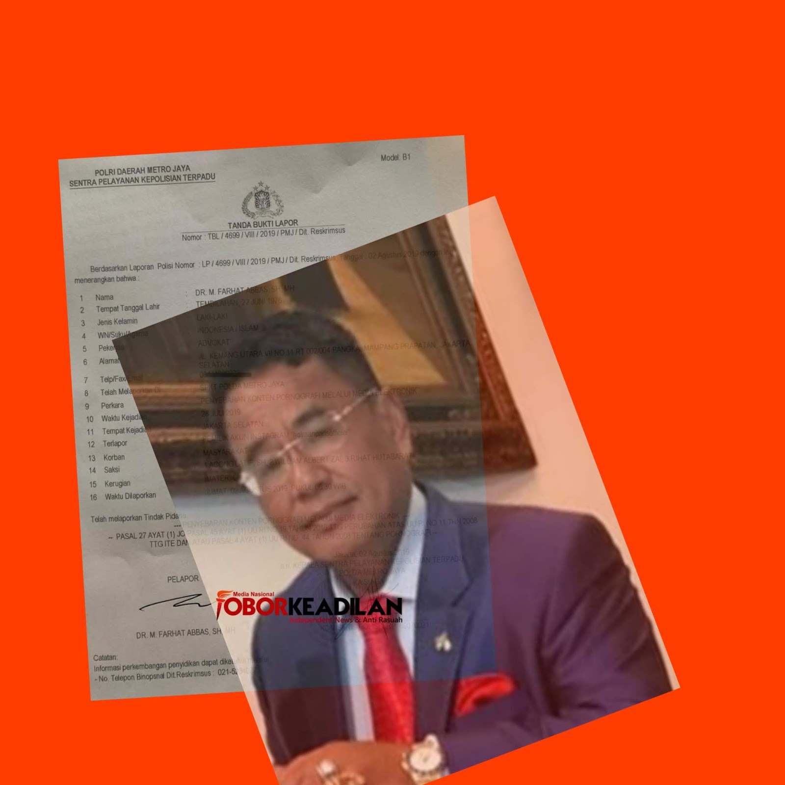 Hotman Paris Dipolisikan Oleh Farhat Abas Kuasa Dari LSM GADC Terkait Dugaan Penyebaran Konten Porno