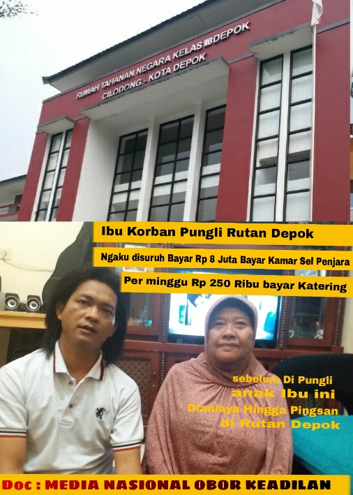 Rutan Depok Diduga Kangkangi PP No 32 Tahun 1999 , Tahanan Disiksa Dipungli Rp 8 juta Bayar Kamar, 250 Ribu Catering Per minggu.