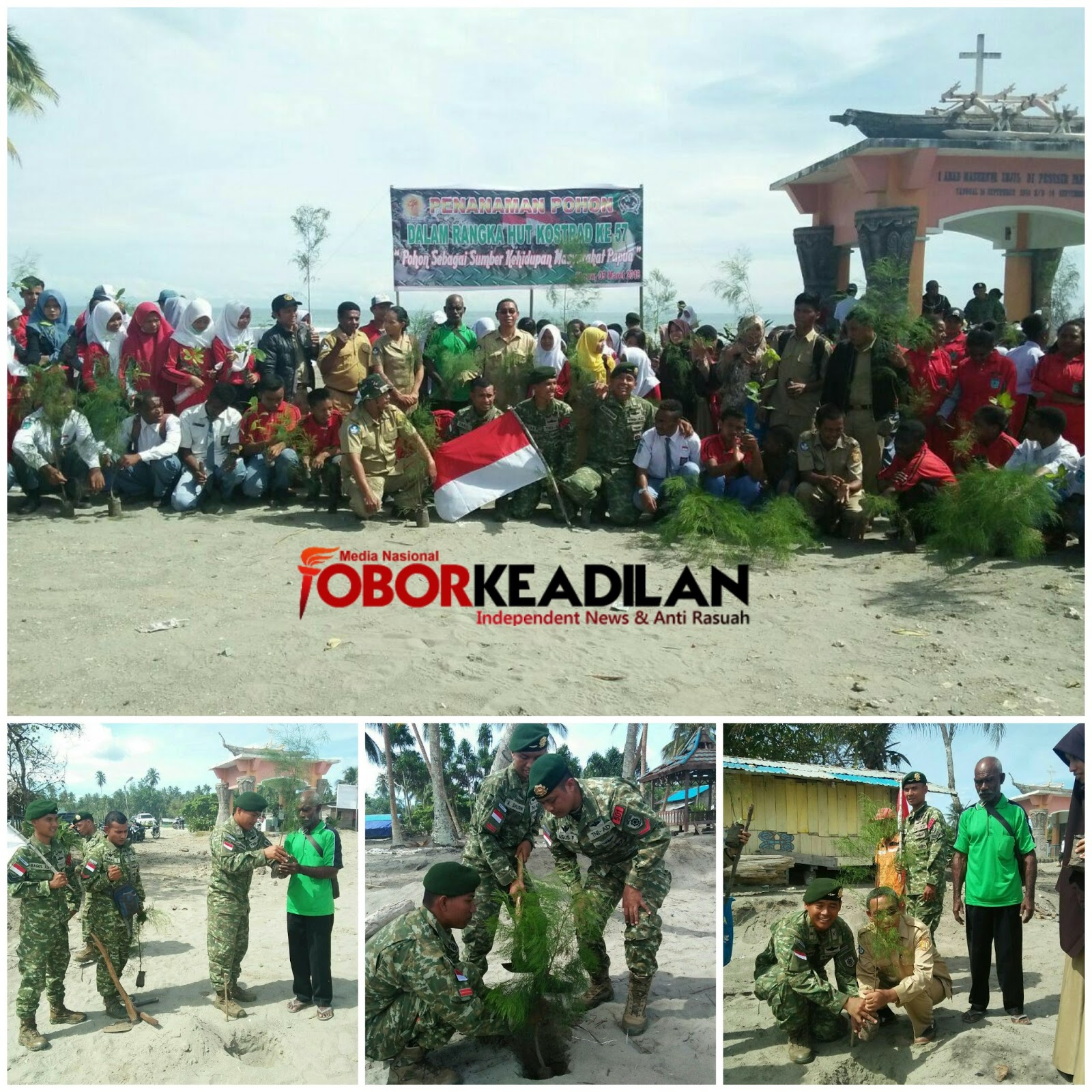 Memeriahkan HUT Ke 57 Kostrad, Satgas Yonif Para Raider 501 Kostrad Melaksanakan Penanaman Pohon Bersama Siswa Siswi SMA 06