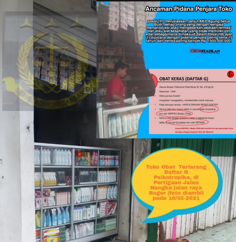 Toko "Obat Daftar G" Psikotropika di Jalan Nangka Jl Raya Bogor Kota Depok Tak Tersentuh Hukum