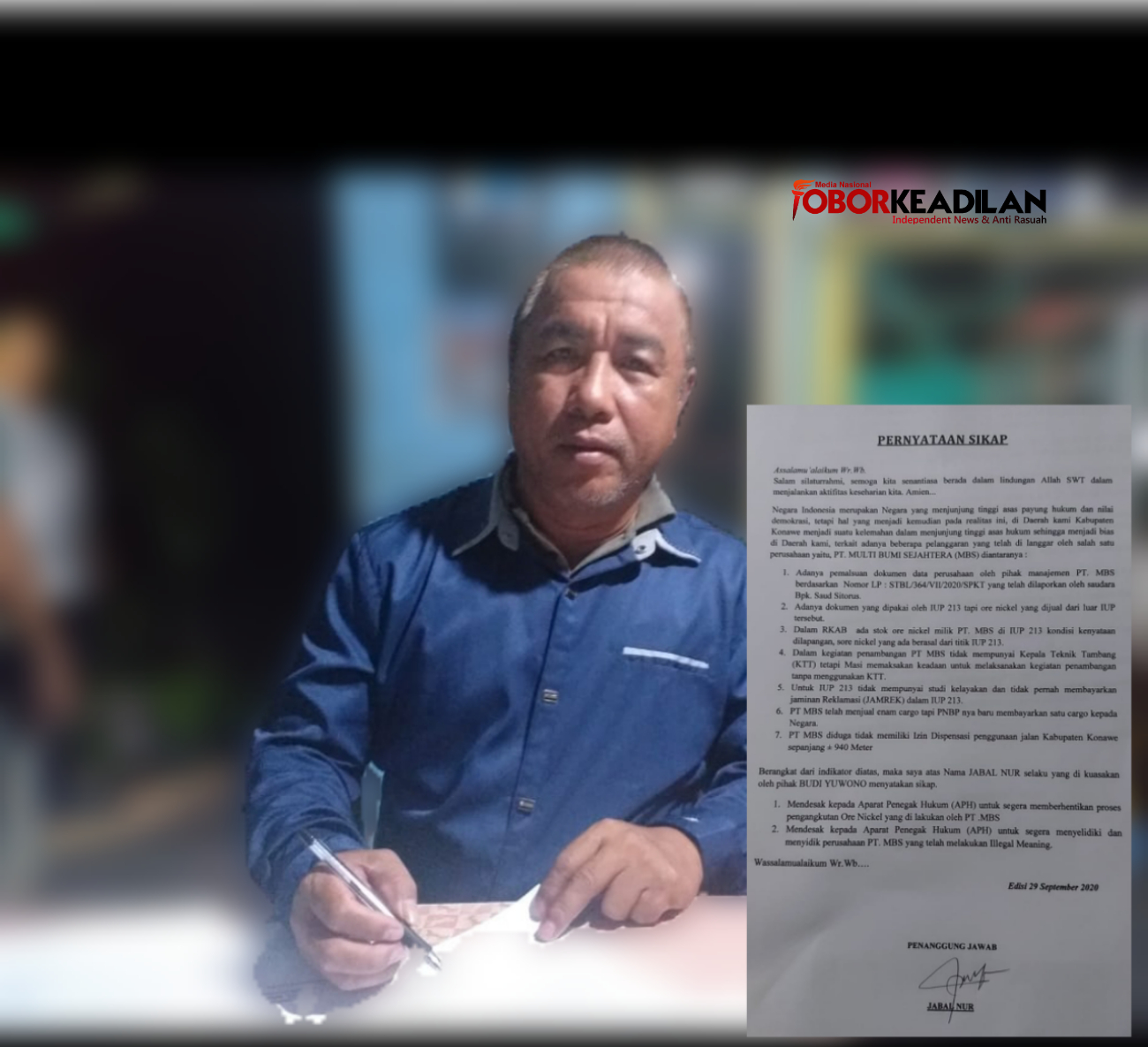 Jual Ore Nikel Illegal, Pihak Budhi Yuwono Desak Aparat Polda Sultra Segera Bertindak Usut PT. MBS