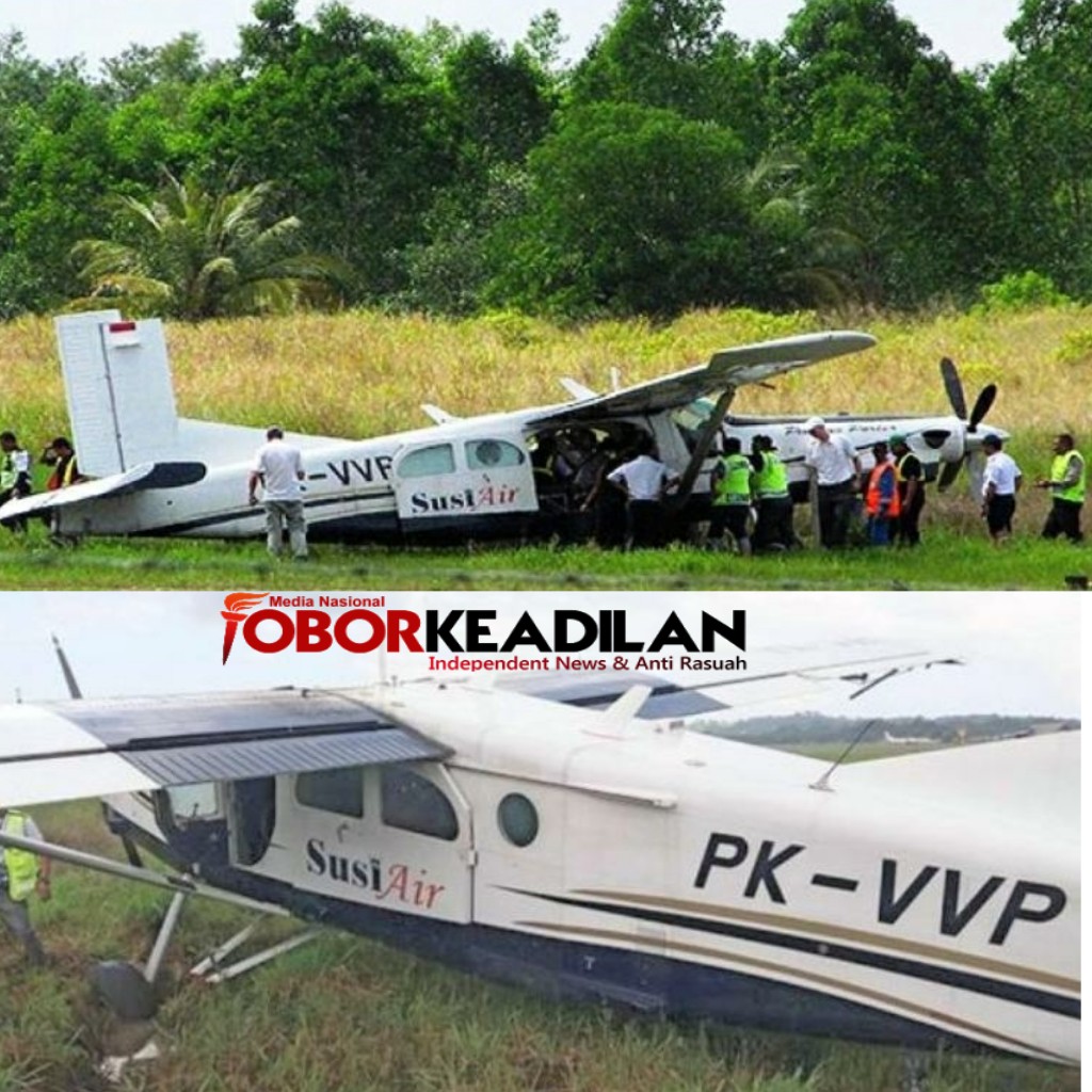 Pesawat Susi Air (Pilatus) Tergelincir Di Krayan Tengah.