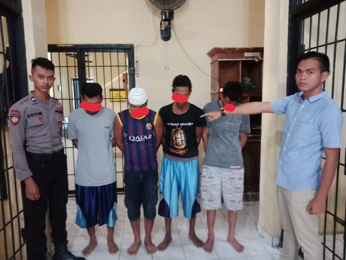 4 Tersangka Kasus Tindak Pidana Pencurian dilokasi Plen Oven Unmet Metalurgi PT.TIMAH Kec. Mentok digiring ke Mapolres Babar