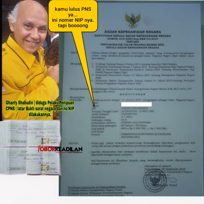 Ghanty Shabudin Terlibat Tindak Pidana Penipuan Calo CPNS Dikemen PAN-RB