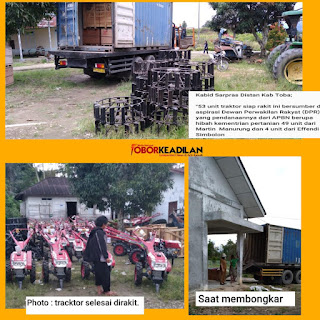 53 Unit traktor aspirasi DPR RI siap rakit tiba di Dinas pertanian dan peternakan Kabupaten Toba 