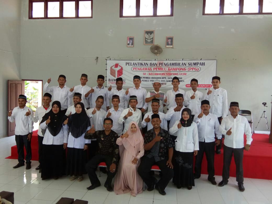 Panwascam Lantik Anggota PPG se Kecamatan Simpang Ulim