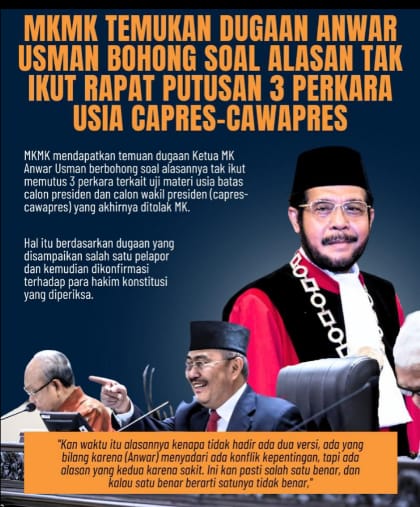 Ketua MK Bohong, Anwar Usman Terbukti Bersalah, MKMK Umumkan Putusan Besok Selasa