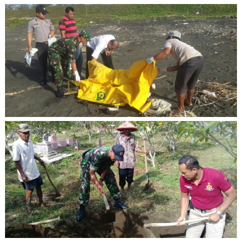 DITEMUKAN SOSOK MAYAT TAK DIKENAL DITEPI PANTAI BUNTON CILACAP 