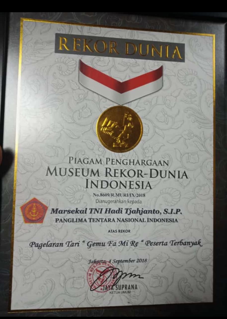 PUNCAK HUT TNI KE-73, BABEL DUKUNG RAIH REKOR MURI GIAT TARI GEMU FAMIRE "TGF" DI MOTORI KOREM 045/GAYA