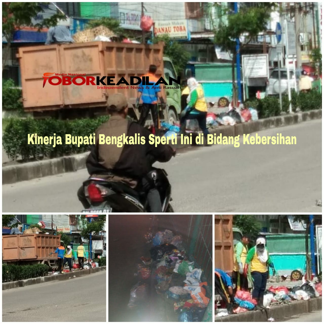 Trotoar Jadi Tempat Sampah Oleh Bupati Bengkalis  Cq_Upt Dinas Pasar Dan Kebersihan .