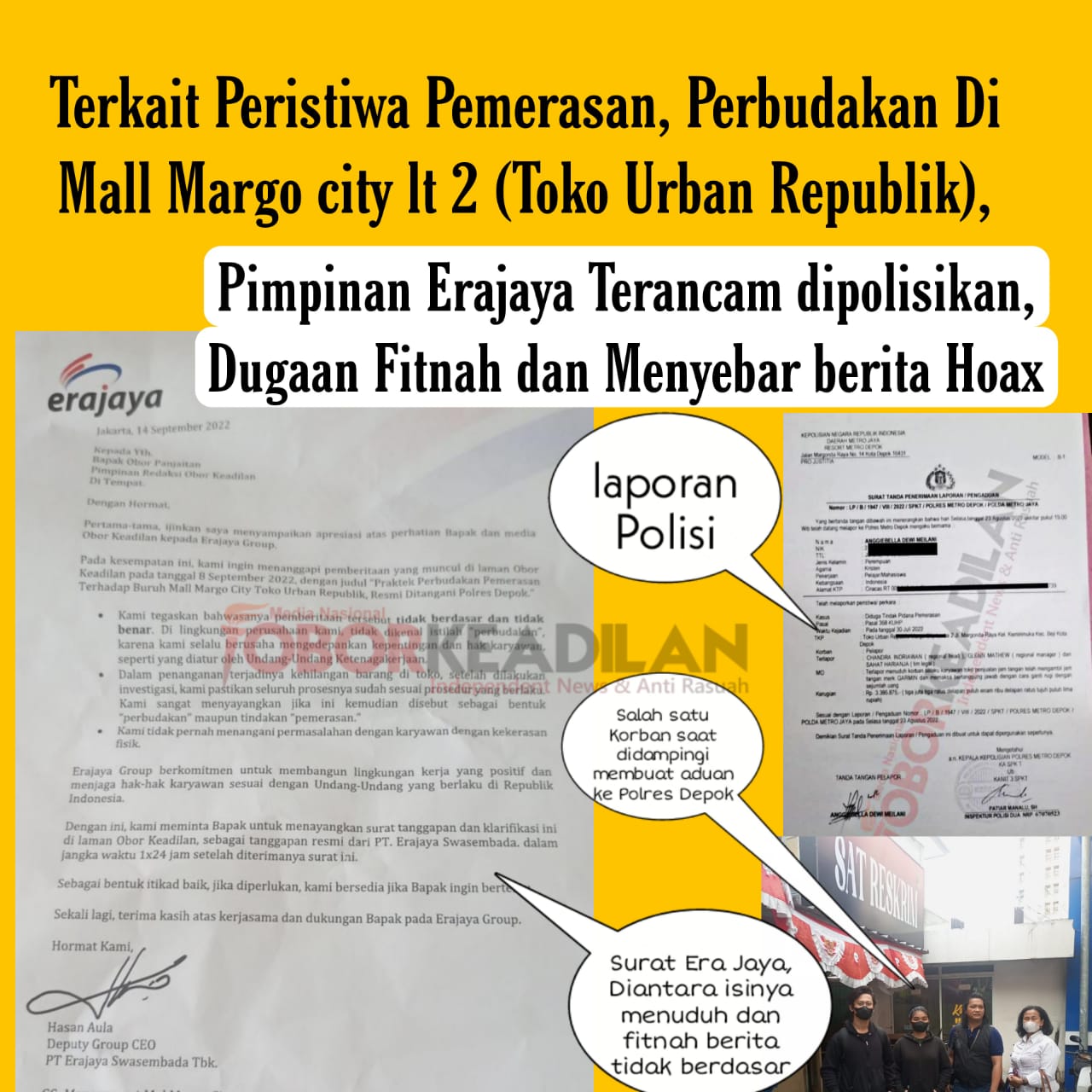 Diduga Menutupi Aib Urban Republik di Margo City, erajaya Sepelekan Surat Polisi