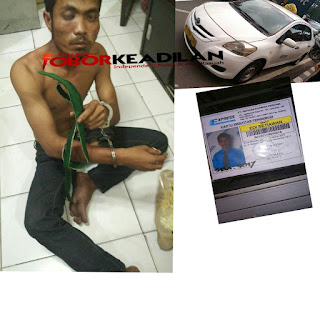 RAMPOK SUPIR TAXI , PRIA INI  GOL DIHOTEL PORDEO ,  POLISIPUN BERHASIL SITA BB  UANG TUNAI Rp.30.000 DAN SEUTAS TALI WARNA HIJAU.