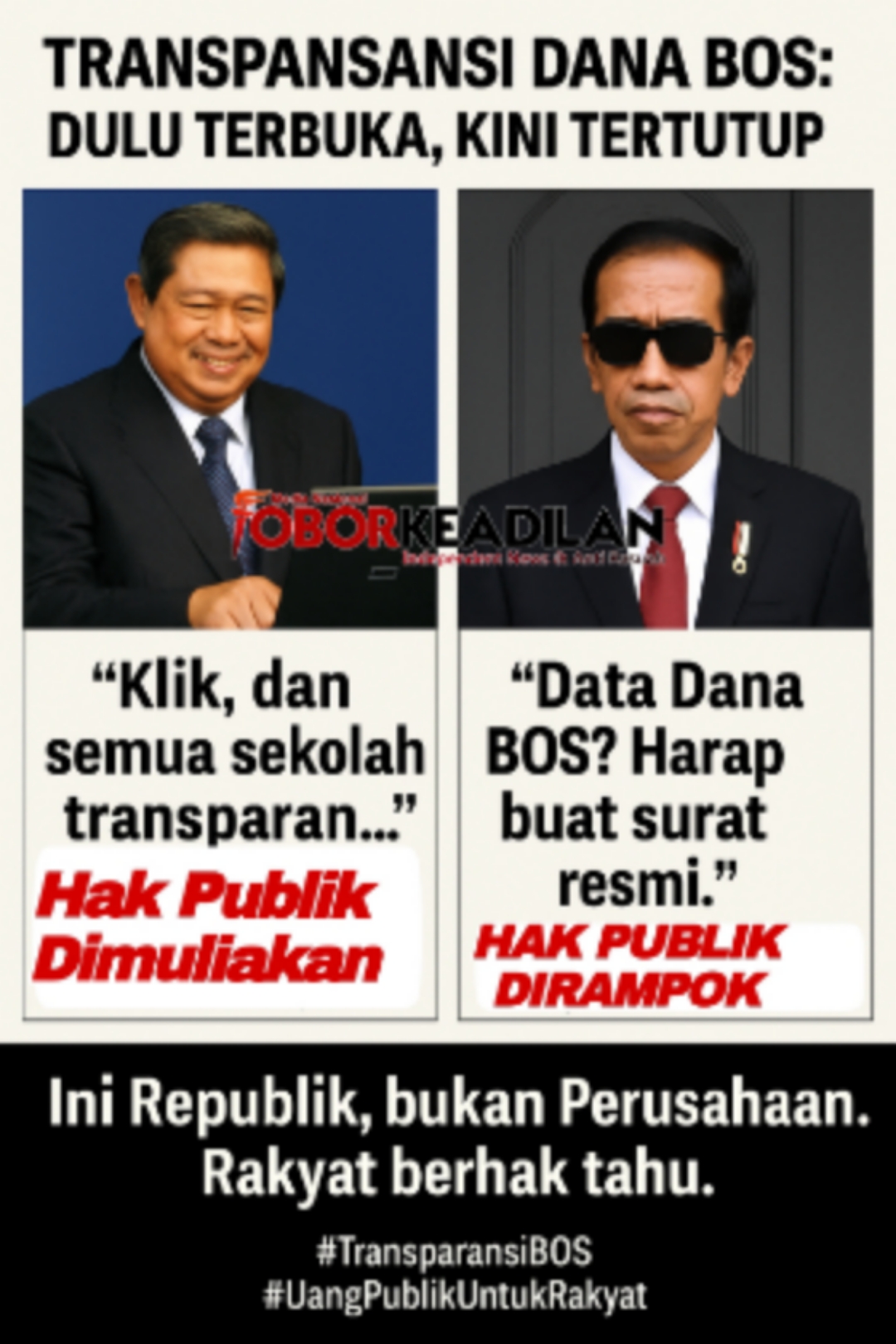 Transparansi Dana BOS: Dulu Era SBY Terbuka, Kini Sejak Joko Widodo Terkunci