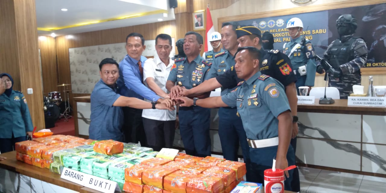 Pangkalan TNI AL Palembang Gagalkan Penyelundupan 79 Kg Sabu.