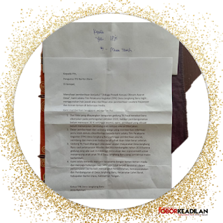 IPJI BARUT TERIMA SURAT KALENG TERKAIT HAK JAWAB DARI TPK DESA JANGKANG BARU