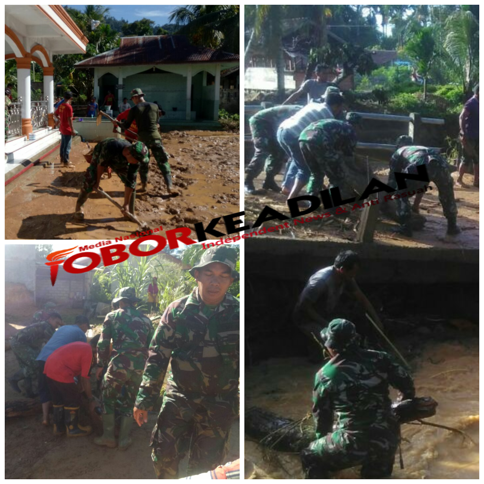 Koramil Trumon dan Warga Benahi Kembali Infrastruktur Rusak Akibat Banjir 