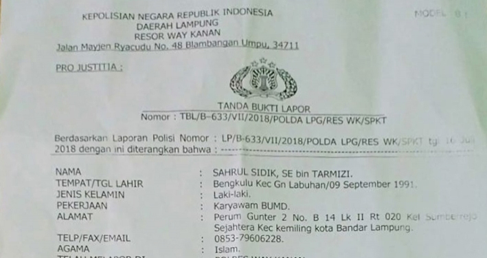 Heboh !!. Keluarga Balita Tewas Laporkan RSHK ke Polres Waykanan