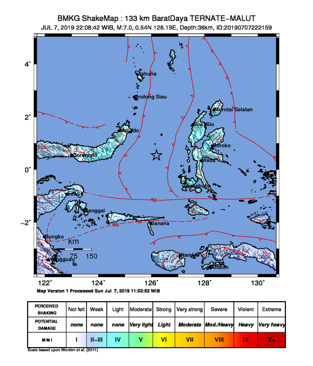 Gempa 7.0 Mag Guncang Ternate-Malut,  Peringatan Dini Tsunami Ke-2