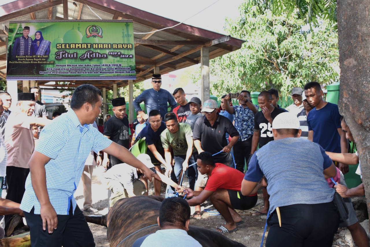 Korem 161/Wira Sakti gelar Sholat Idul Adha 1439 H dan penyembelihan hewan korban. 