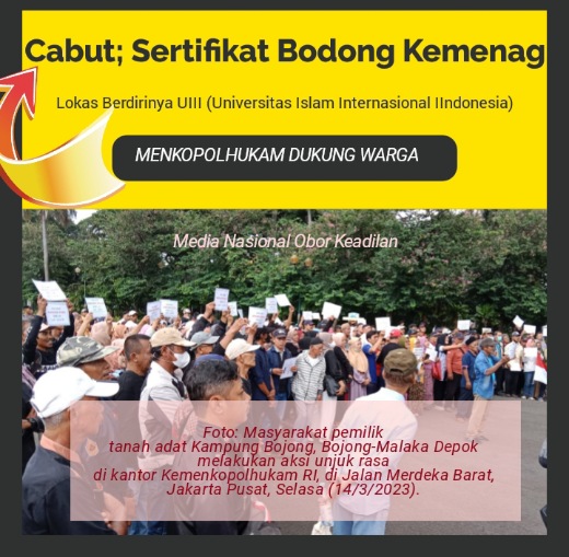 MENKOPOLHUKAM DUKUNG PENCABUTAN SERTIFIKAT BODONG KEMENAG RI LAHAN BERDIRINYA UIII-DEPOK 