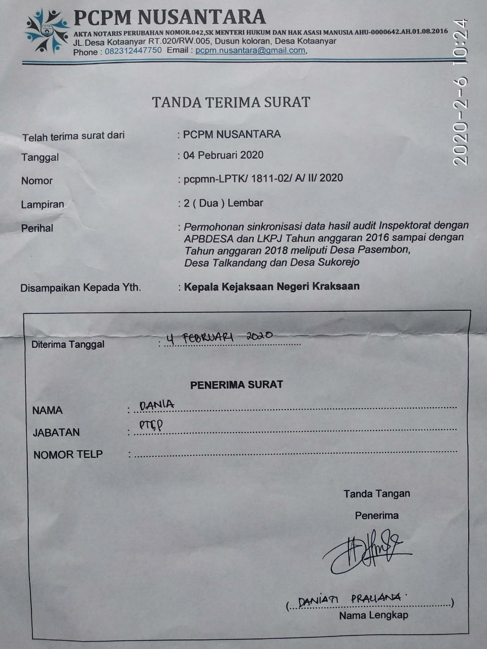Ragukan hasil audit Inspektorat, PCPM Nusantara Surati kejari Probolinggo 