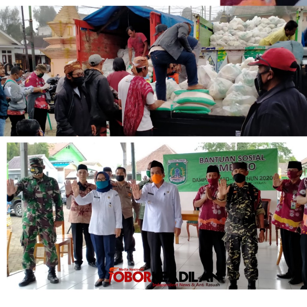 Wabup Pasuruan Serahkan Bansos di Rest Area Pariwisata Kecamatan Tosari Ke Warga Terdampak Korona