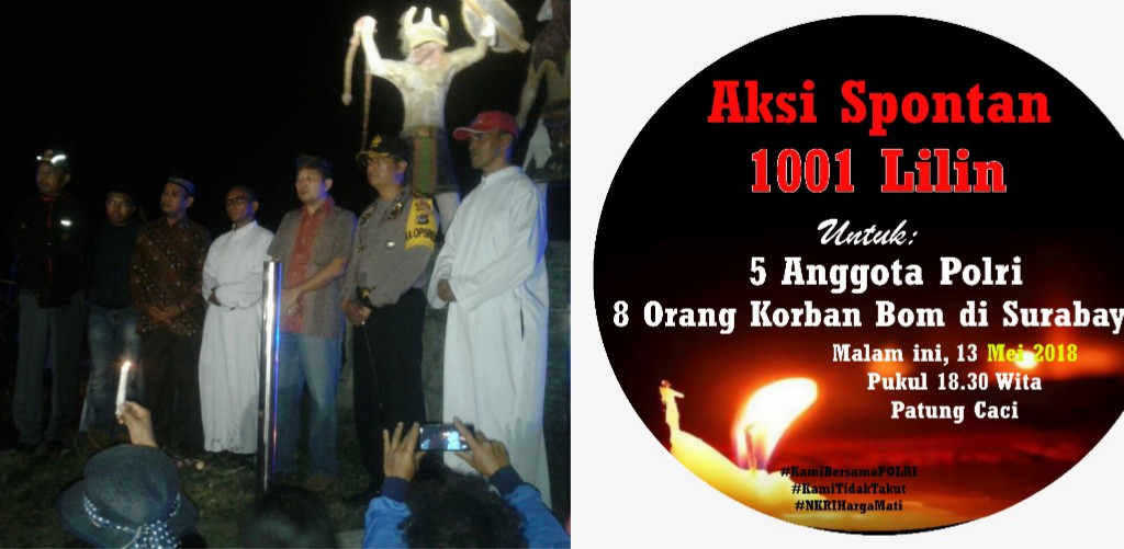POLRES DAN PEMKAB MABAR NTT BAKAR 1001 LILIN PERINGATI KORBAN MENINGGAL AKIBAT KEBIADABAN TERORIS