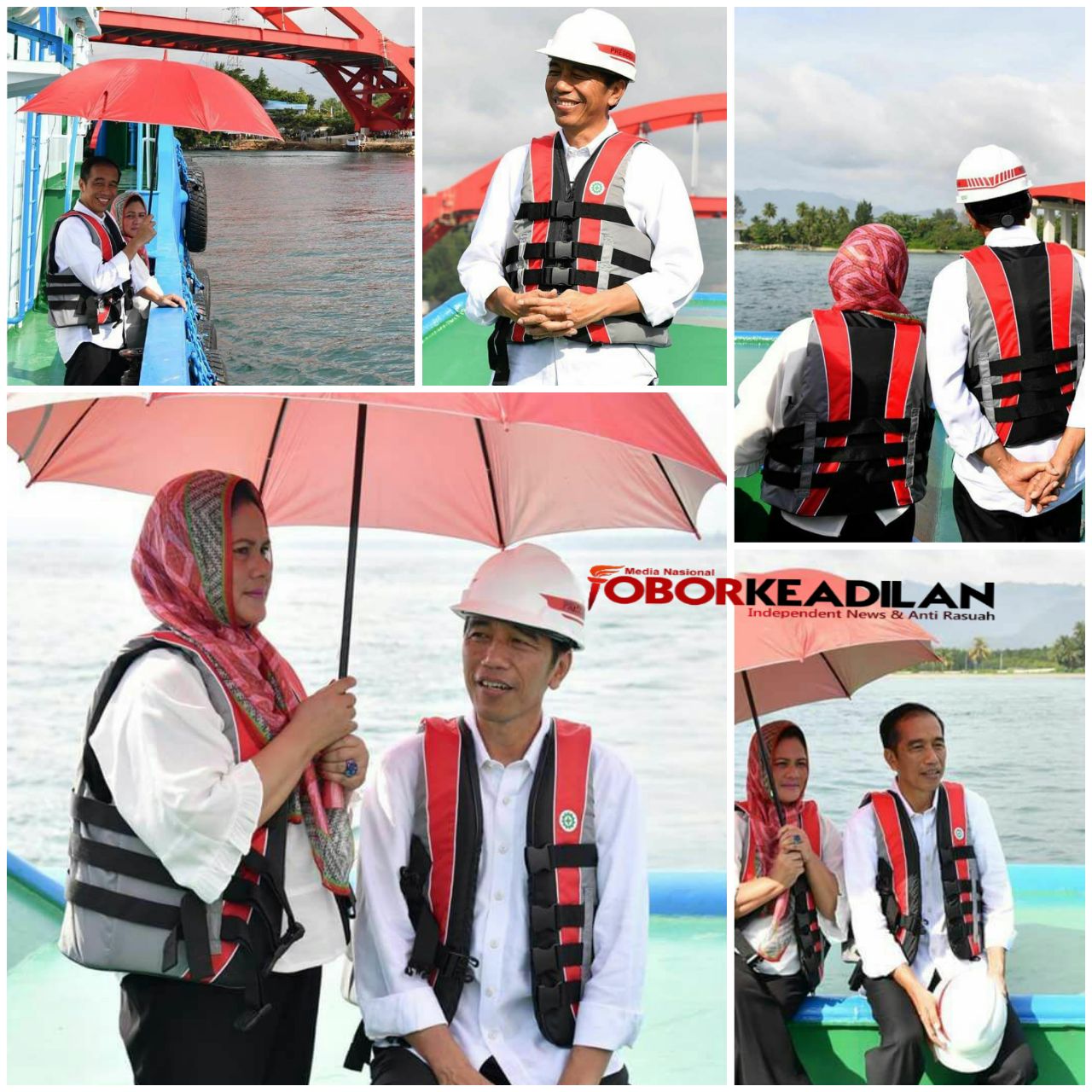 Presiden Jokowi dan Ibu Negara Iriana Joko Widodo Gunakan Tug Boat  Mengitari Jembatan Holtekamp Di Jayapura Papua